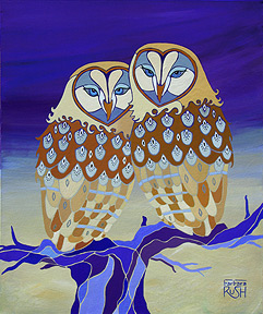 Owl Painting in Purple