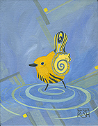 Yellow Warbler Cubist Painting