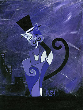 Big City Kitty Painting Tuxedo Cat