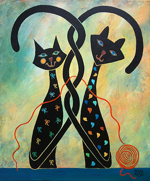 Controlled Chaos! Whimsical Cat Painting