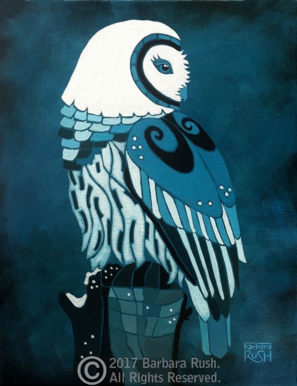 Snowy Barred Owl in RetrospectOwl Painting