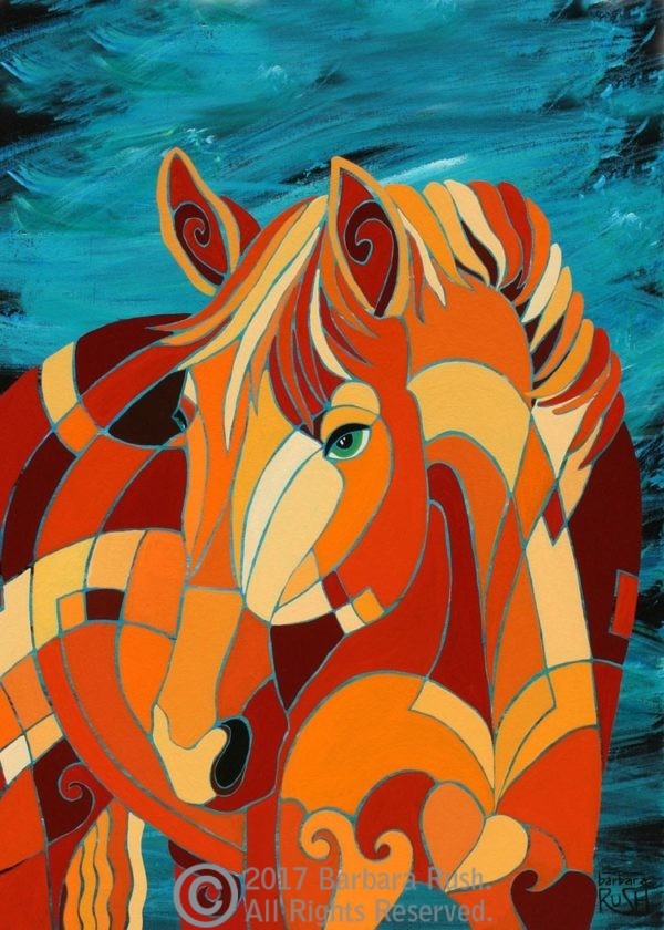 Contemporary Orange Horse Art
