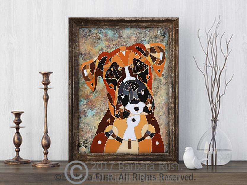 thumbnail image 2 of BUSTED BOXERS Fawn & White Signed Dog Art PRINT - 8x10 Realism Painting By Artist VERN 2 of 6