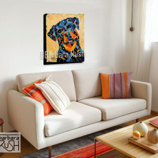 Shadow the Rottweiller over Couch 2025 Barbara Rush