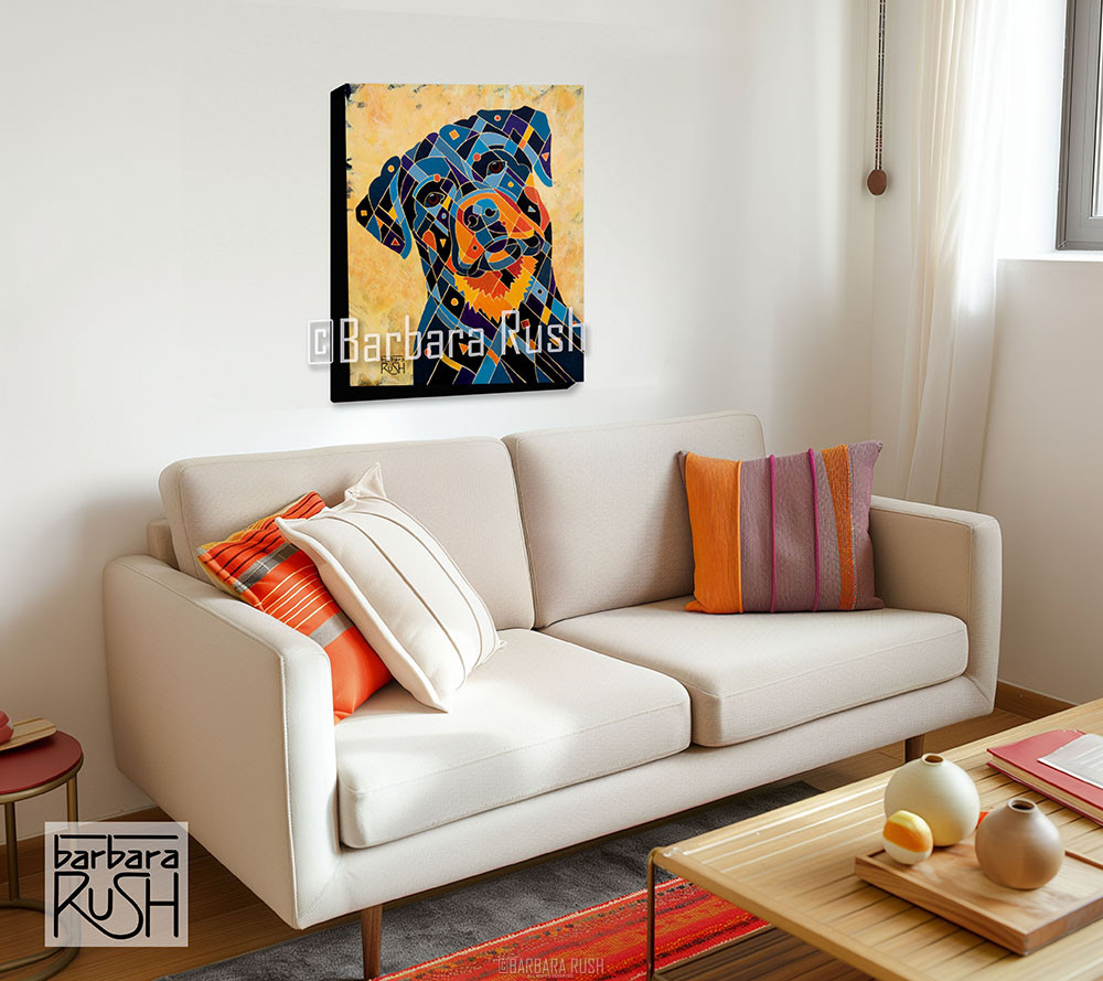 Shadow the Rottweiller over Couch 2025 Barbara Rush