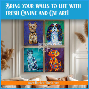 Beautiful, Fresh and Unique, GeoCubist Dog and Cat art