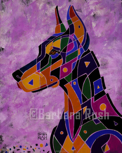 Pink and Purple Doberman Art Print