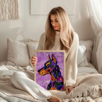 Pink Purple Doberman Art