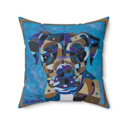 Marvin the Marvelous Dog Art Pillow, Pet Lover Home Decor, Square Throw Cushion, Unique Dog Gifts, Modern Animal Pillows, Vibrant Pet Decorations - Image 8
