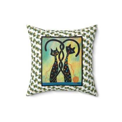 Controlled Chaos Black Cat Art Pillow, Pet Lover Home Decor, Square Throw Cushion, Unique Cat Gifts, Modern Animal Pillows, Vibrant Pet Decorations - Image 3