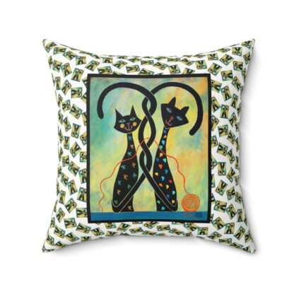 Controlled Chaos Black Cat Art Pillow, Pet Lover Home Decor, Square Throw Cushion, Unique Cat Gifts, Modern Animal Pillows, Vibrant Pet Decorations - Image 7