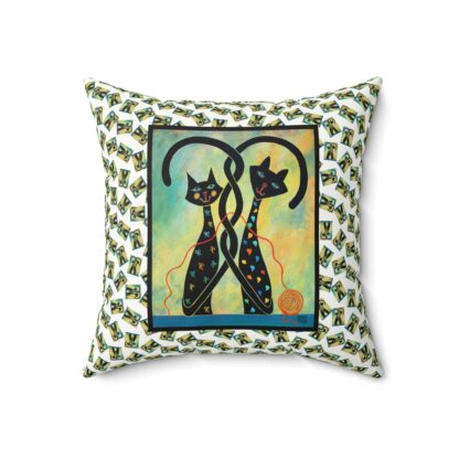 Controlled Chaos Black Cat Art Pillow, Pet Lover Home Decor, Square Throw Cushion, Unique Cat Gifts, Modern Animal Pillows, Vibrant Pet Decorations - Image 6