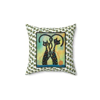 Controlled Chaos Black Cat Art Pillow, Pet Lover Home Decor, Square Throw Cushion, Unique Cat Gifts, Modern Animal Pillows, Vibrant Pet Decorations