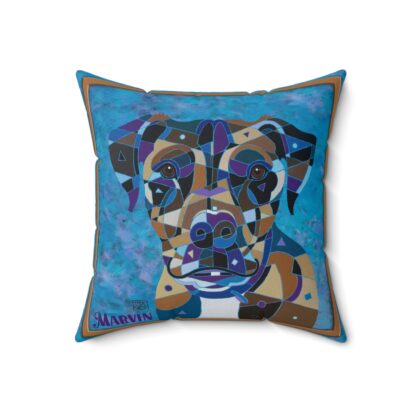 Marvin the Marvelous Dog Art Pillow, Pet Lover Home Decor, Square Throw Cushion, Unique Dog Gifts, Modern Animal Pillows, Vibrant Pet Decorations - Image 5