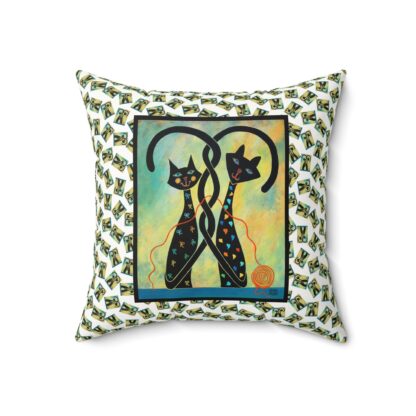 Controlled Chaos Black Cat Art Pillow, Pet Lover Home Decor, Square Throw Cushion, Unique Cat Gifts, Modern Animal Pillows, Vibrant Pet Decorations - Image 5