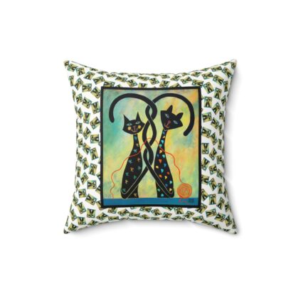 Controlled Chaos Black Cat Art Pillow, Pet Lover Home Decor, Square Throw Cushion, Unique Cat Gifts, Modern Animal Pillows, Vibrant Pet Decorations - Image 4