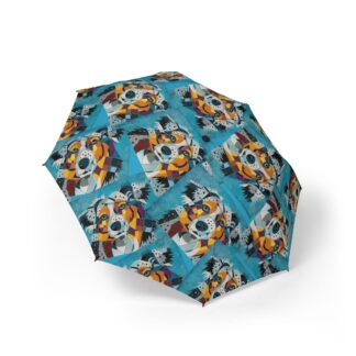 Awesome Aussie Dog Art Umbrella, Travel Accessory, Gift for Animal Lovers, Foldable Umbrella, Unique Rain Gear