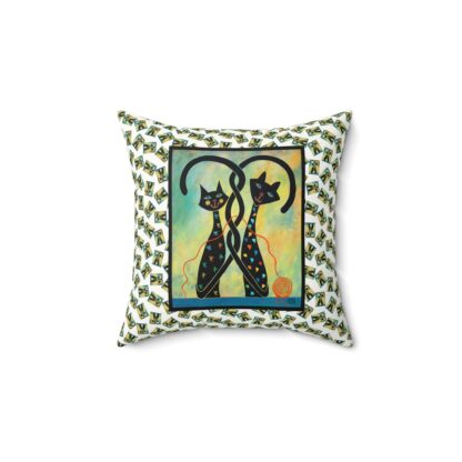 Controlled Chaos Black Cat Art Pillow, Pet Lover Home Decor, Square Throw Cushion, Unique Cat Gifts, Modern Animal Pillows, Vibrant Pet Decorations - Image 2