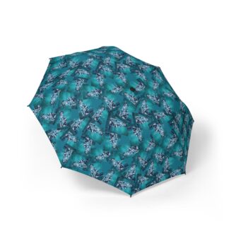 Blue Cat Art Umbrella, Travel Accessory, Gift for Animal Lovers, Foldable Umbrella, Unique Rain Gear