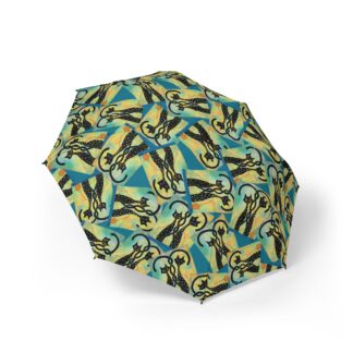 Controlled Chaos Black Cat Art Umbrella, Travel Accessory, Gift for Animal Lovers, Foldable Umbrella, Unique Rain Gear