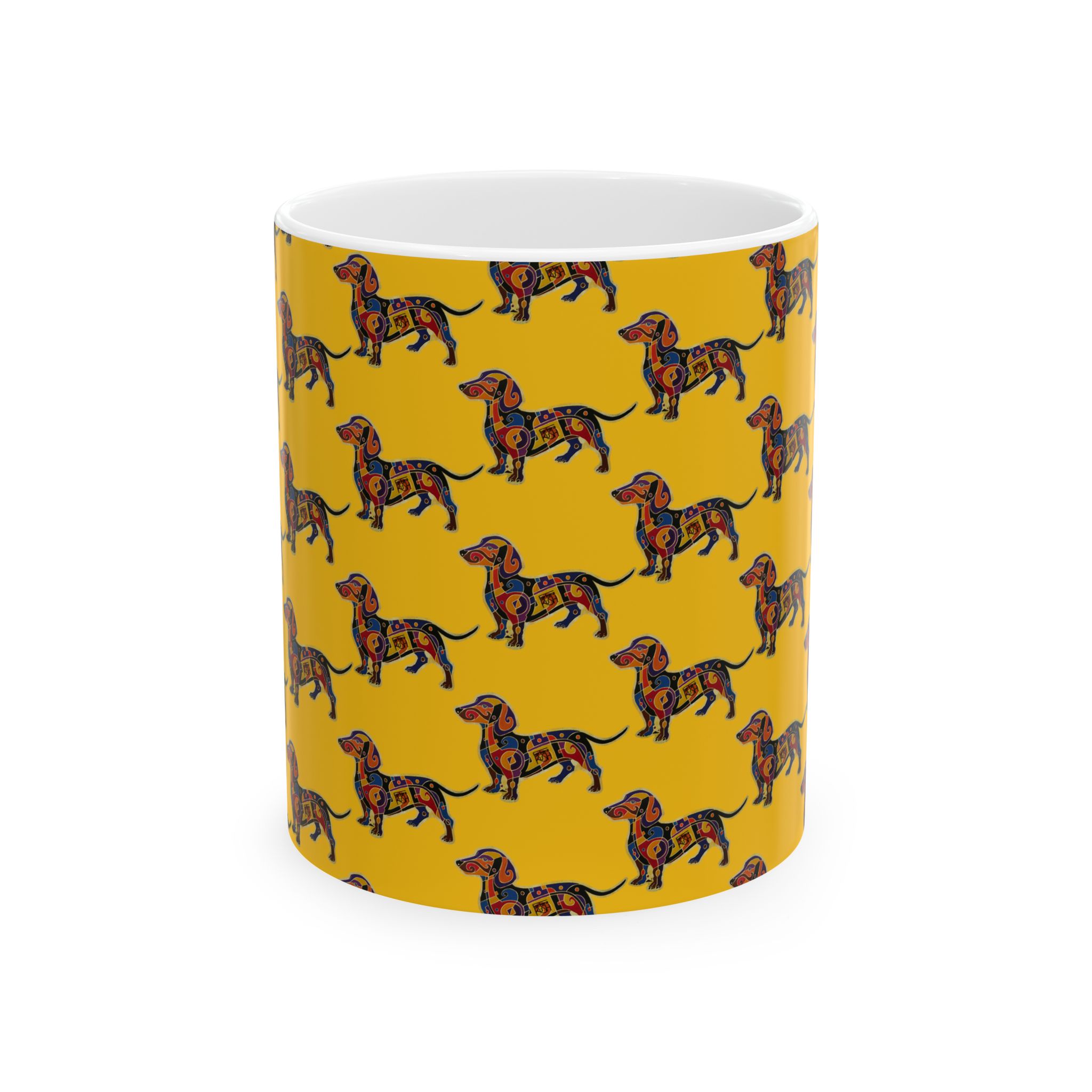 Dachshund Pattern Ceramic Mug — Colorful Wiener Dog Lover Mug (11oz & 15oz) - Image 2