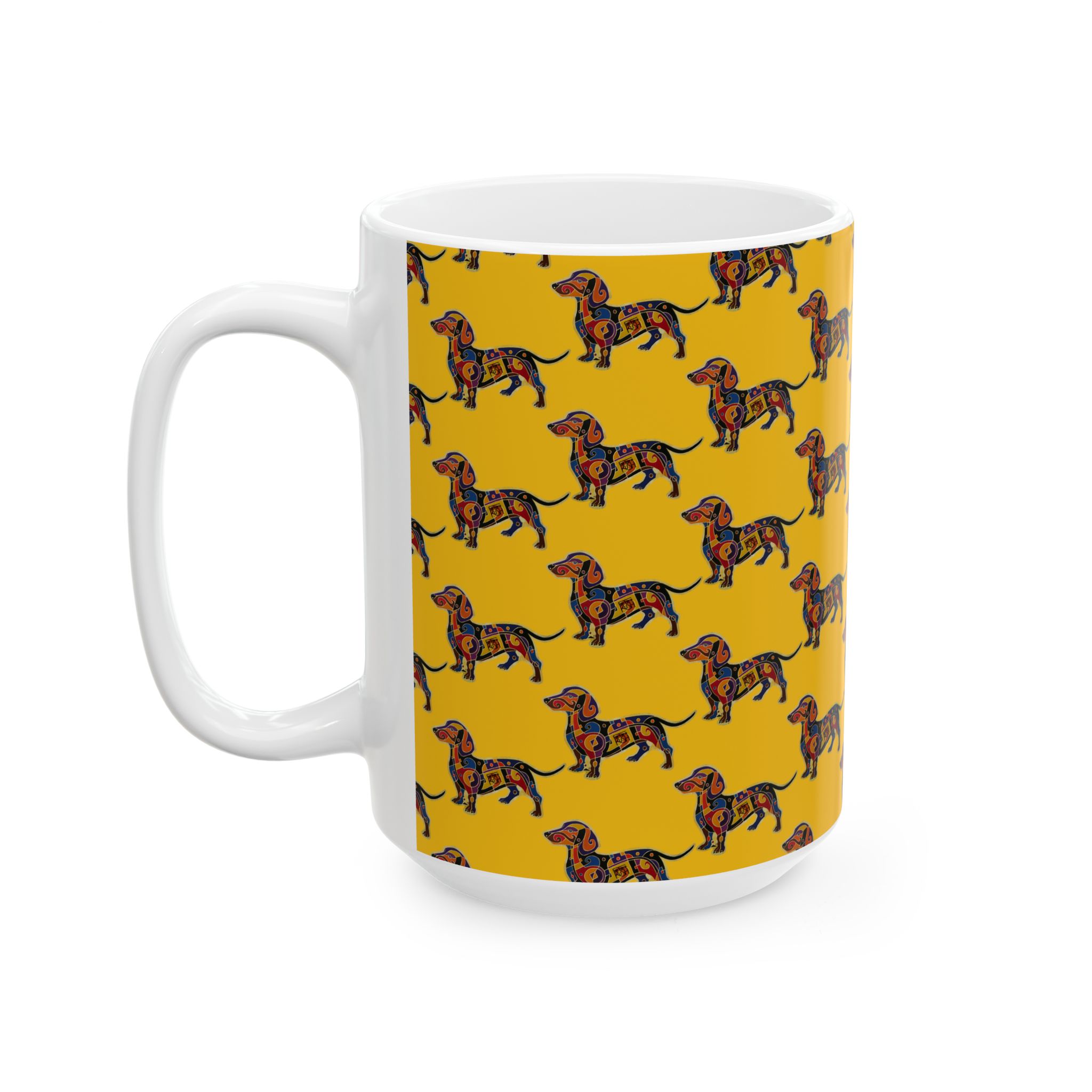 Dachshund Pattern Ceramic Mug — Colorful Wiener Dog Lover Mug (11oz & 15oz) - Image 10
