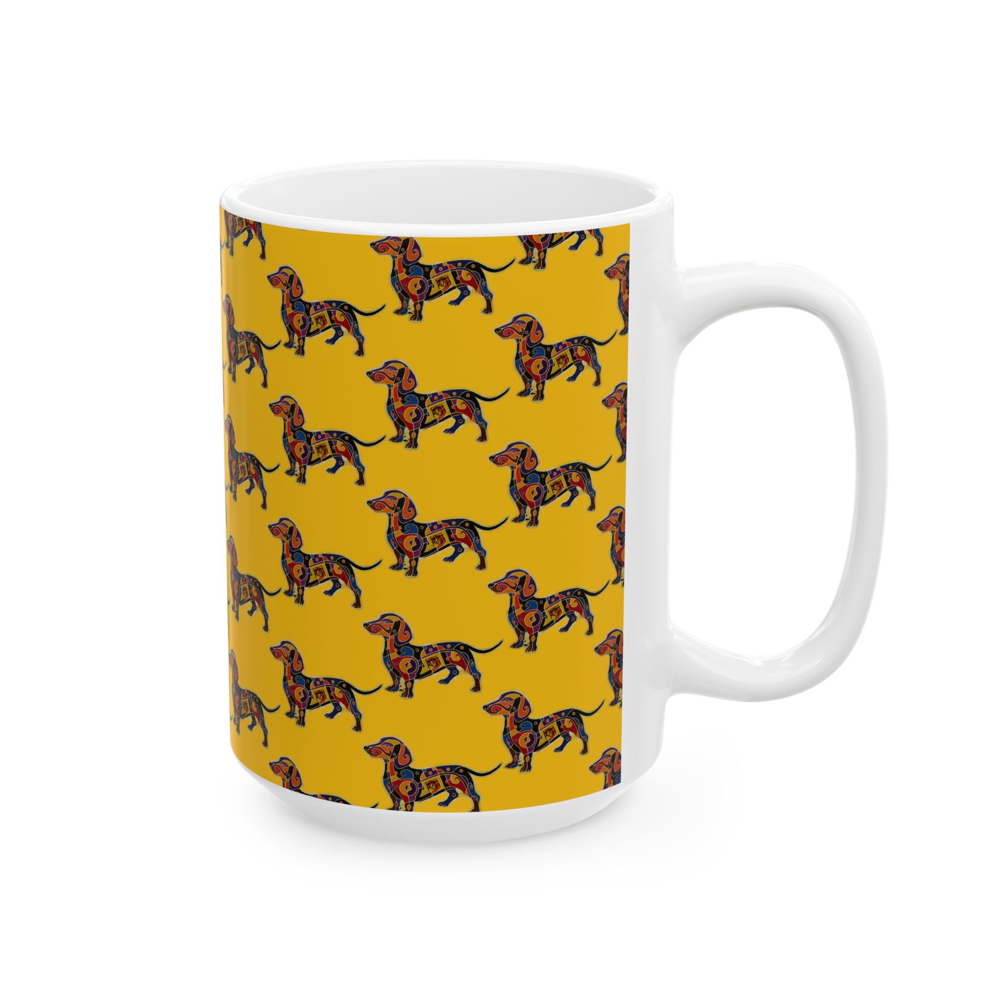 Dachshund Pattern Ceramic Mug — Colorful Wiener Dog Lover Mug (11oz & 15oz) - Image 11