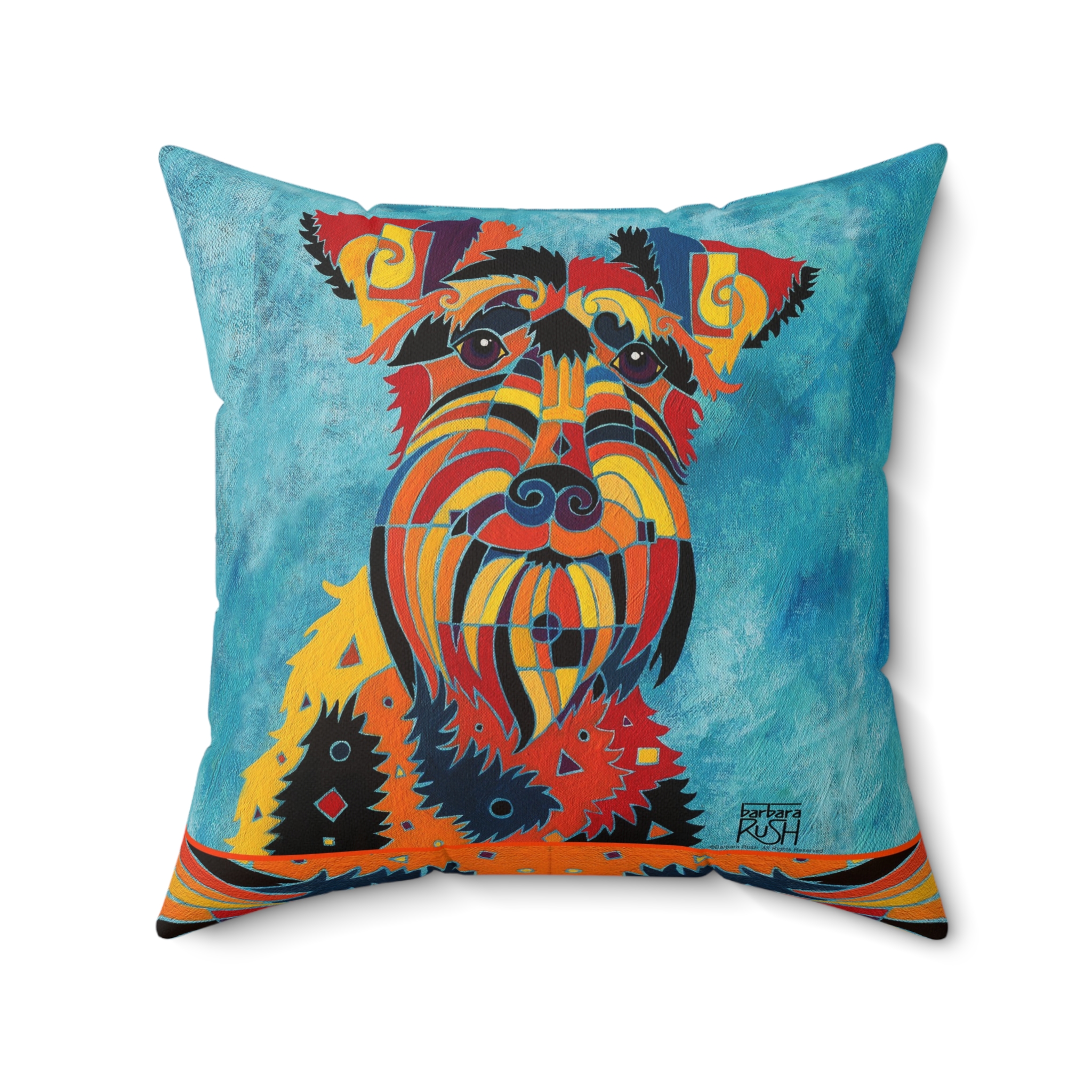 Colorful Schnauzer Dog Faux Suede Pillow — Vibrant Dog Art Throw Pillow - Image 8