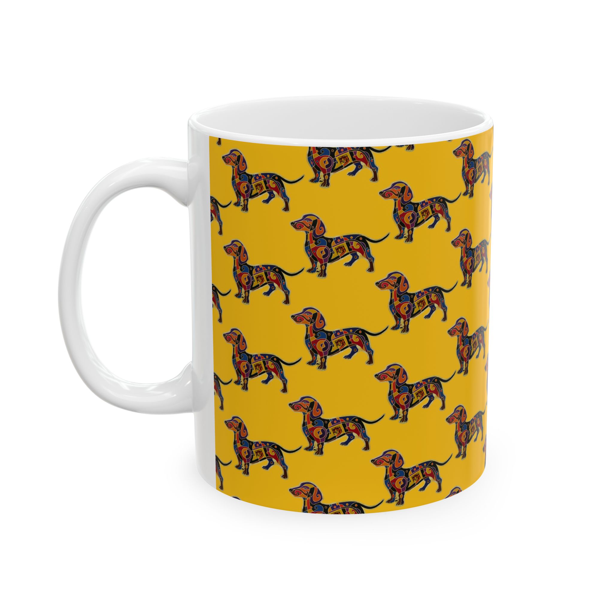 Dachshund Pattern Ceramic Mug — Colorful Wiener Dog Lover Mug (11oz & 15oz) - Image 4
