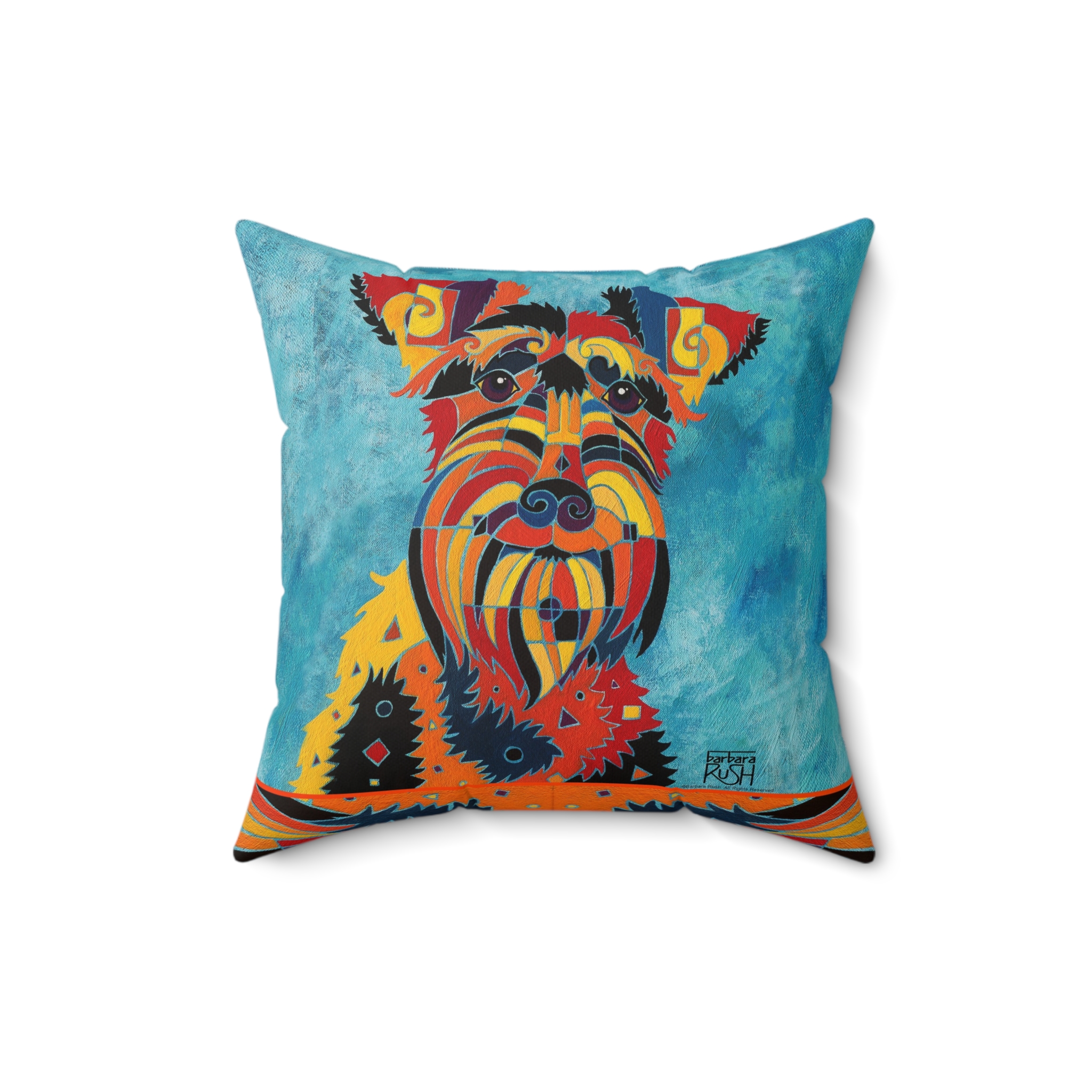 Colorful Schnauzer Dog Faux Suede Pillow — Vibrant Dog Art Throw Pillow - Image 3
