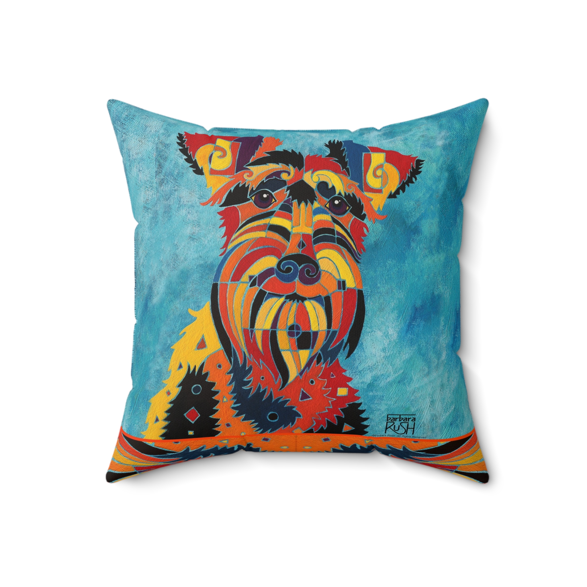 Colorful Schnauzer Dog Faux Suede Pillow — Vibrant Dog Art Throw Pillow - Image 6